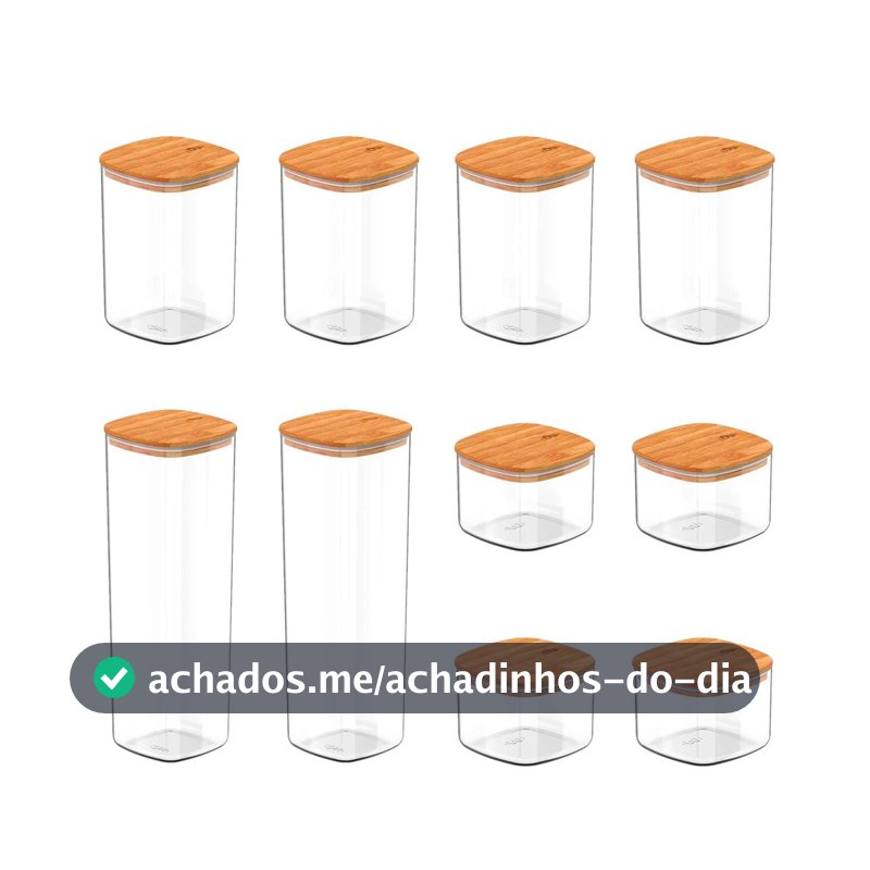 Kit de potes herméticos Ou 10 peças Linha Keep - Natural