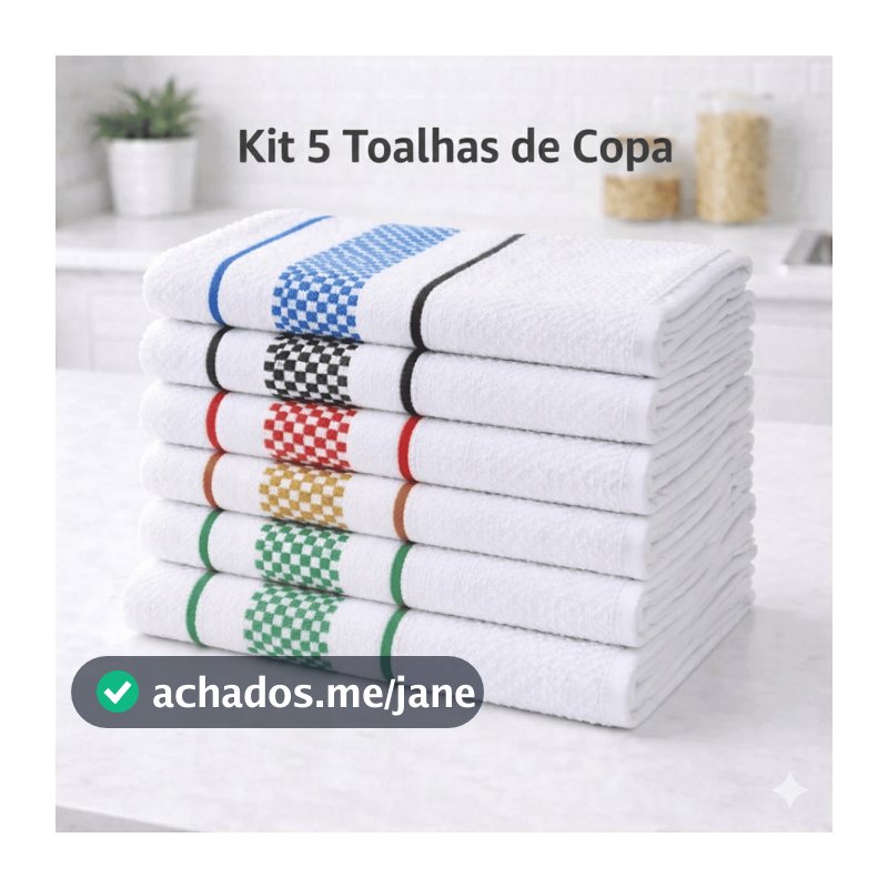 Kit 5 Panos de Prato Jacquard Xadrez 45x65 Atoalhado  - Toalha de Copa