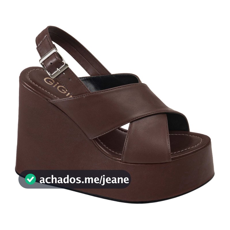 Sandália Feminina Anabela Plataforma Salto Alto Tiras Largas Cruzadas Formato X Elegante Moda GiGiL