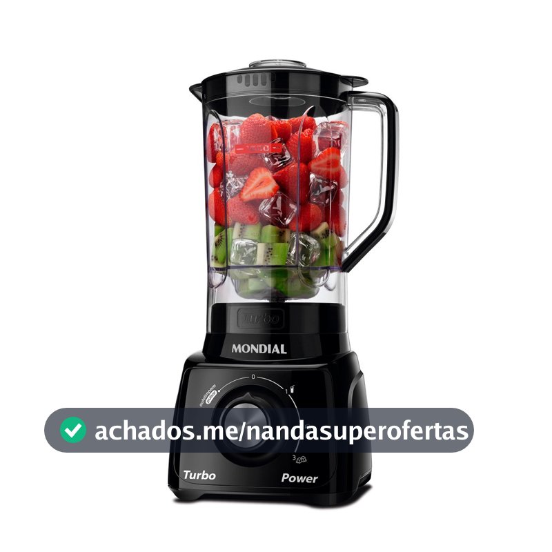 Liquidificador 3 velocidades Turbo Power preto - L-99FB - Mondial