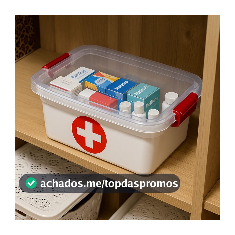 Maleta Primeiros Socorros Média Caixa De Remédios C/ Tampa Transparente