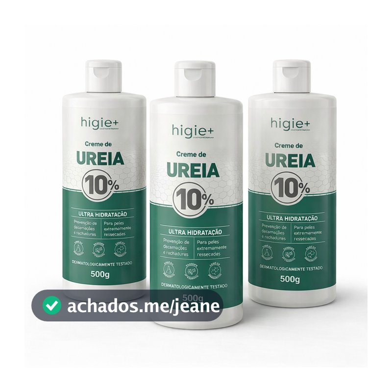 Kit 3 Cremes de Ureia 10% Higie+ 500g Hidratante para Pele Ressecada