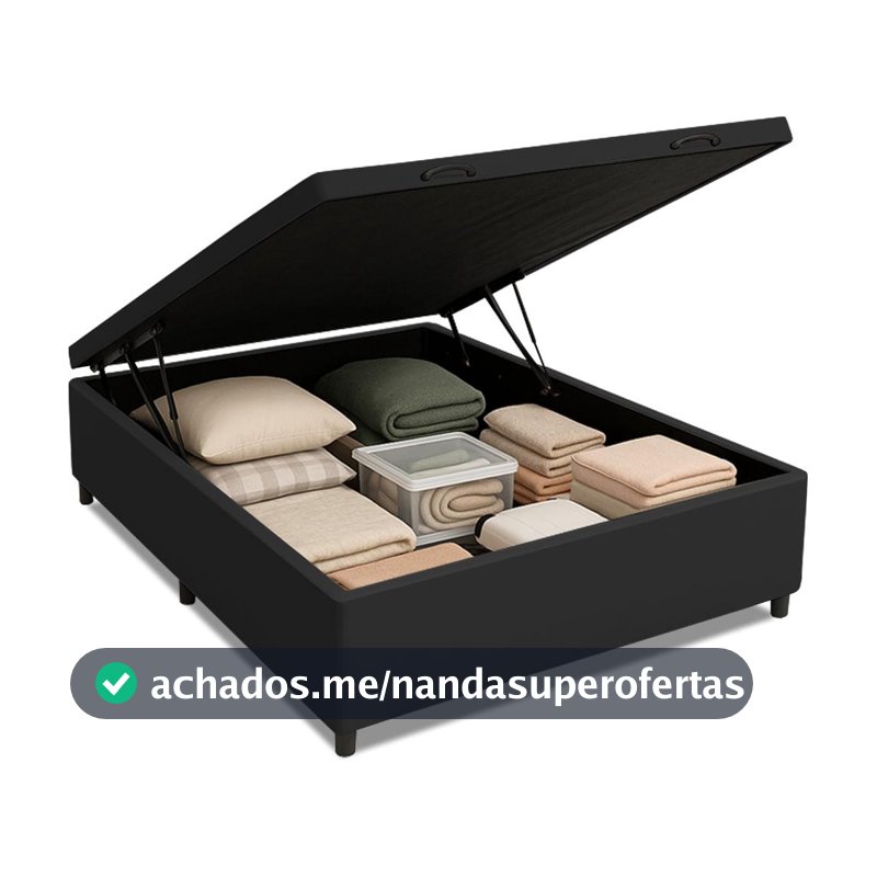 Cama Box com Baú Casal com 41cm de Altura Prince Preto
