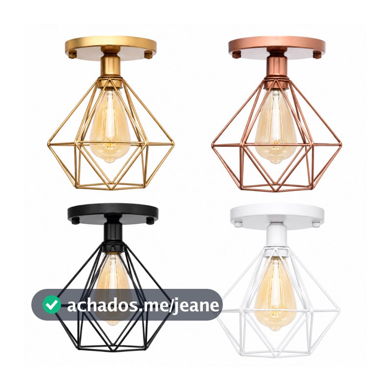 Lustre De Teto Industrial Plafon Retrô Aramado Diamante