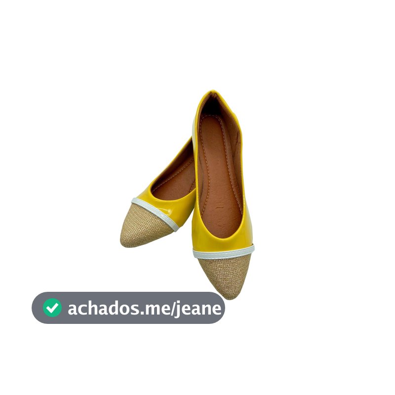 Sapatilha Feminina Amarela com Dourado Bico Fino Nº 34