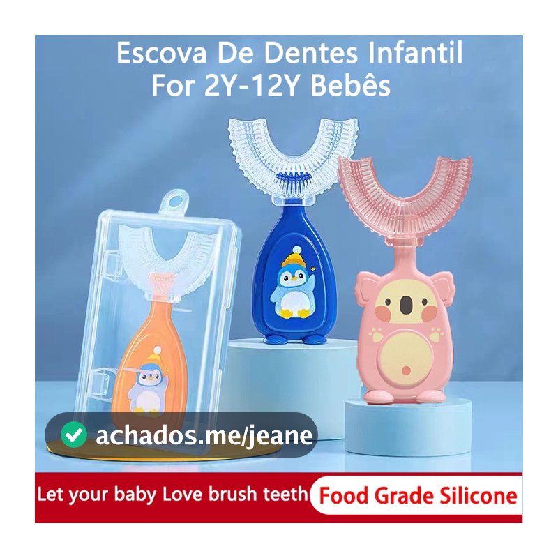 Escova De Dentes Infantil Em Forma De U 360 Graus Para 2-12 Anos De Idade