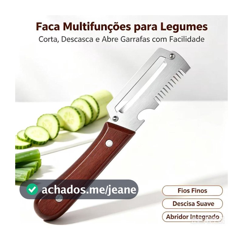 Descascador de legumes premium com lâmina de aço inoxidável cabo de madeira e abridor de garrafas
