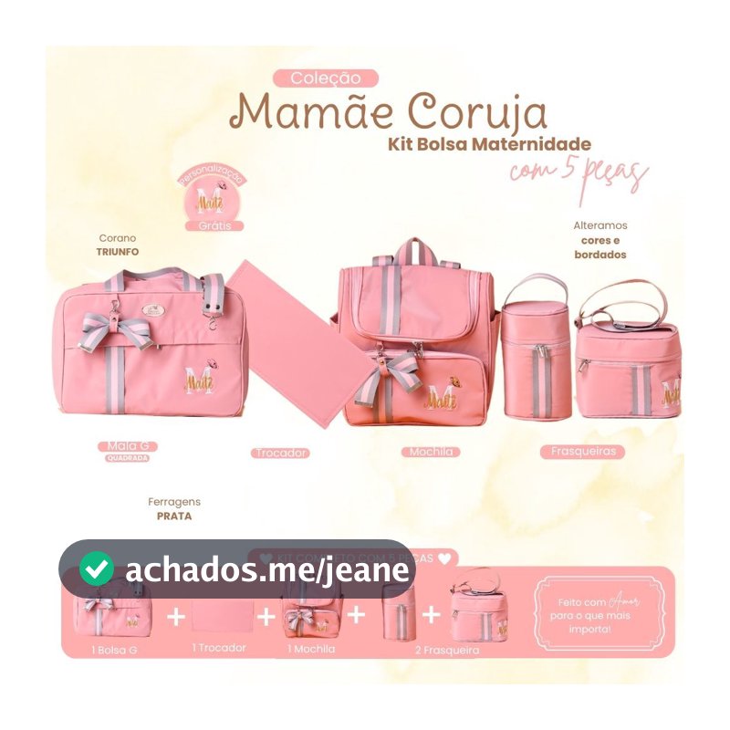 Kit Maternidade com 5 Peças Personalizado menina