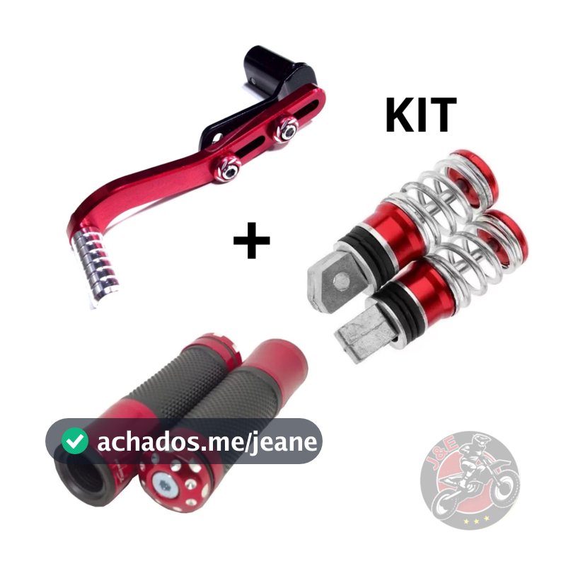 Manopla Esportiva Punho Alumínio Moto + Pedal Cambio Passador Trocado Marcha + Pedaleira Mola Universal Honda, Yamaha