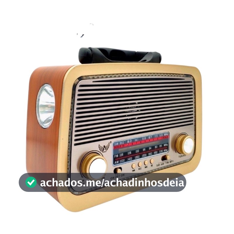 Rádio Retrô Bluetooth AD-3199 com USB, Cartão SD, Lanterna e Rádio FM/AM/SW – Caixa de Som Vintage Portátil
