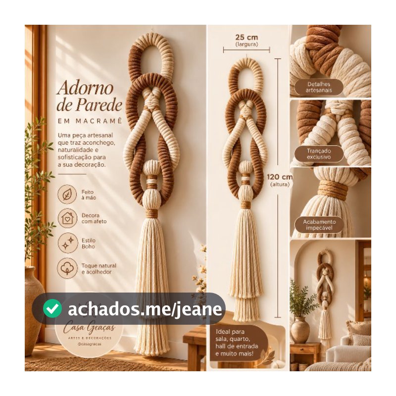 Colar de parede Entrelaços , adorno, painel macramê  boho decoração artesanal decoração sala / quarto artesanato