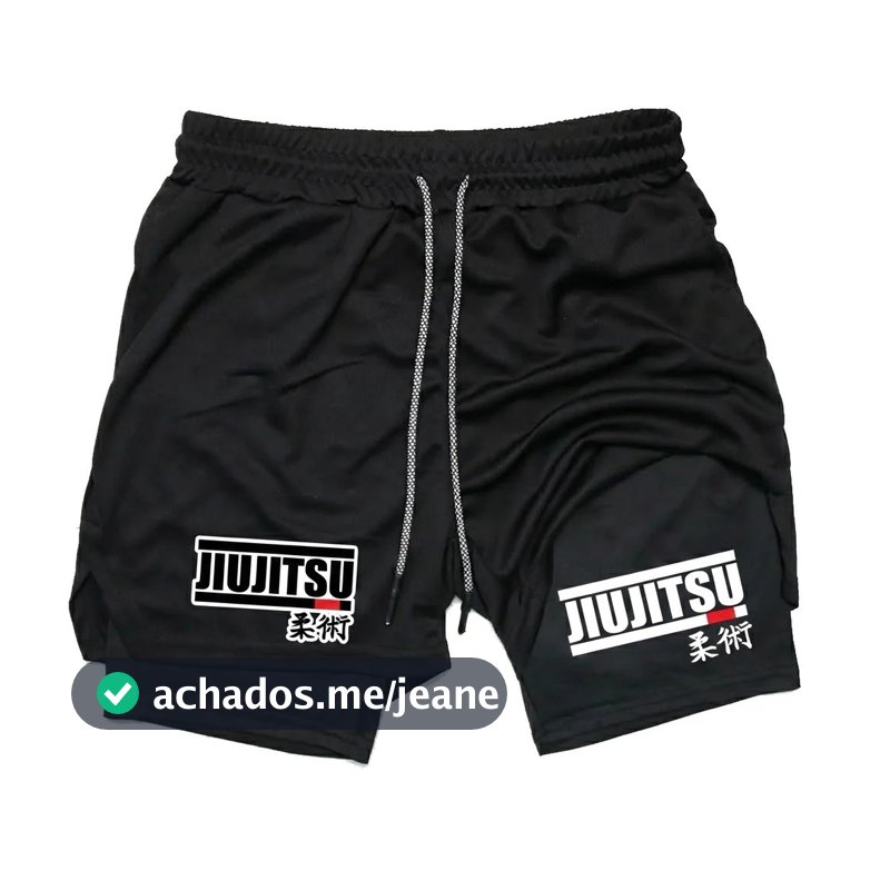 Short Masculino de Compressão 2 em 1 Dry Fit para Jiu Jitsu Luta Academia e Corrida