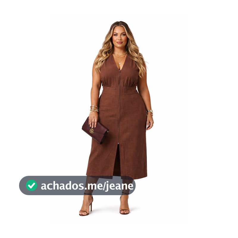 Vestido Longo Feminino Plus Size Com Fenda Frontal e Decote em V Casual - Moda Feminina