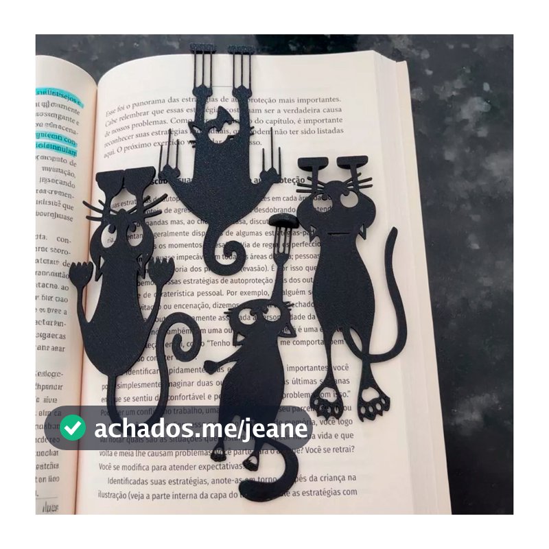 Kit 4 Marcadores de Página Gatos Criativos | Marca Página Fofo Para Livros Leitura Presente