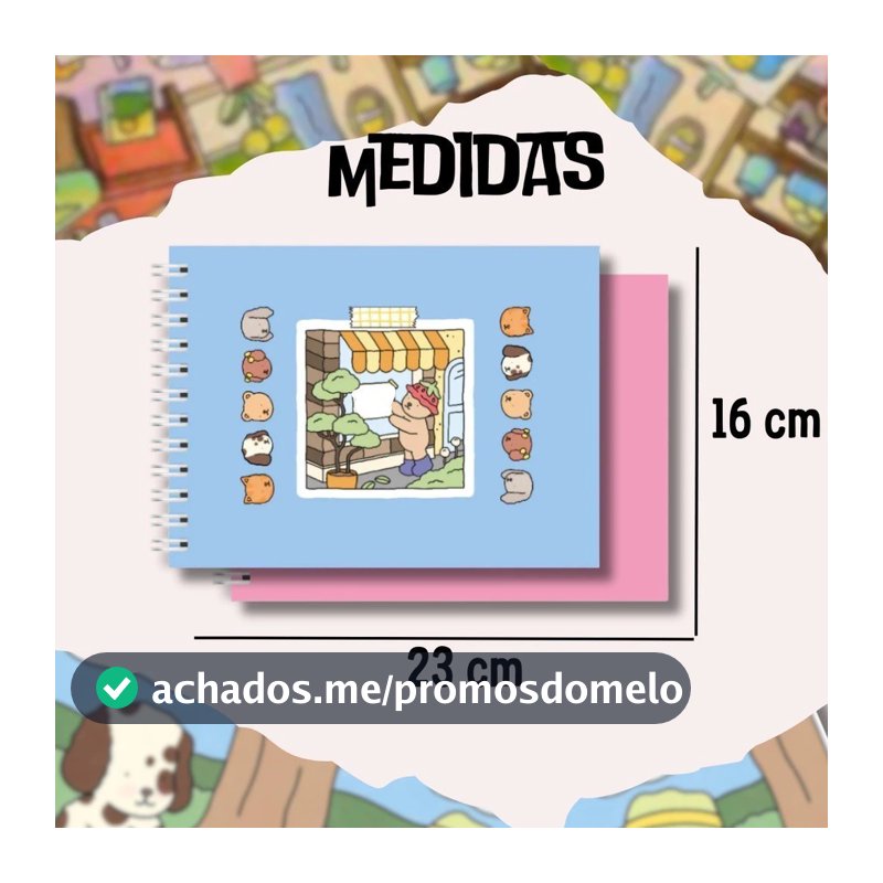 Livro de Desenho Fofo A5 com Ursos – Papel Grosso 180g + Folha de Acetato Inclusa