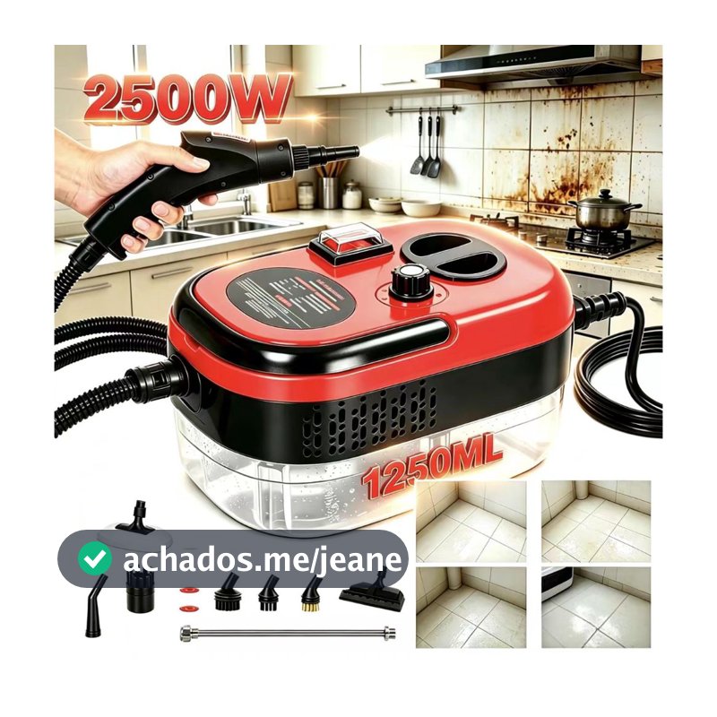 Limpador a Vapor Portátil 2500W Alta Pressão Esterilização Limpeza de Gordura com Acessórios Completos