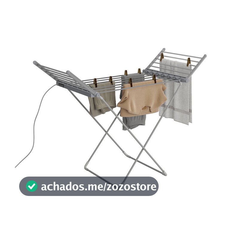 Varal Elétrico De Chão Fino Inox Toalheiro Aquecido Alumínio 140cm Prateado