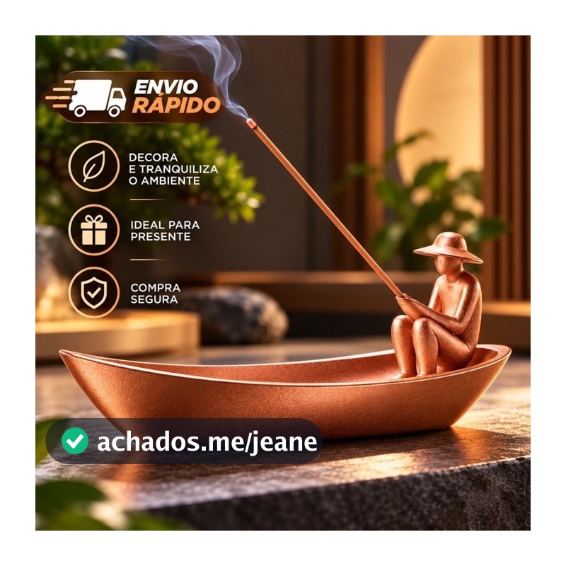 Incensário Zen Pescador na Canoa Porta Incenso Decorativo Minimalista Meditação Relaxamento Aromaterapia Presente Casa