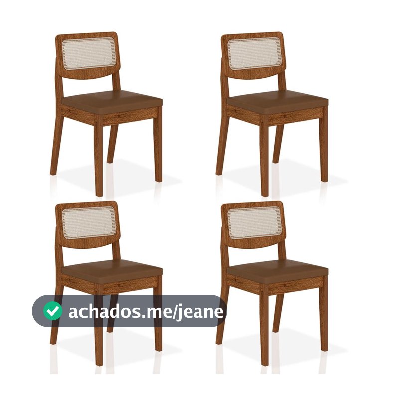 Kit 4 Cadeiras Sextavada Bari Freijó/corino Caramelo - M. Arapongas