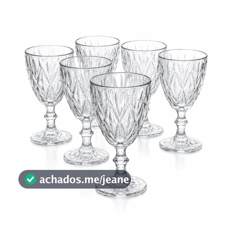 Jogo Taças Vidro Diamond Bico Jaca Abacaxi Conjunto Taça Para Água Vinho Tinto Suco Diamante