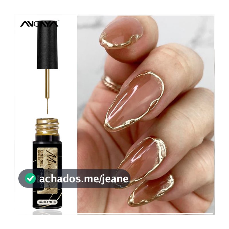 ANGNYA Forro De Ouro Gel Polonês Pintura Metálica Champanhe Espelho Unha Nail Art 5ML