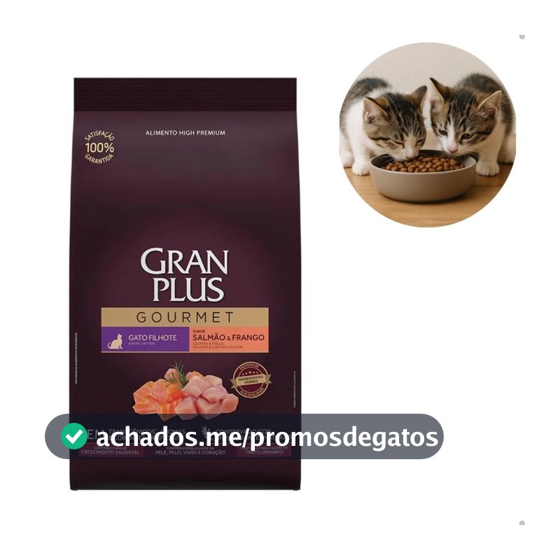 Ração GranPlus Gourmet Gatos Filhotes Salmão e Frango 3kg