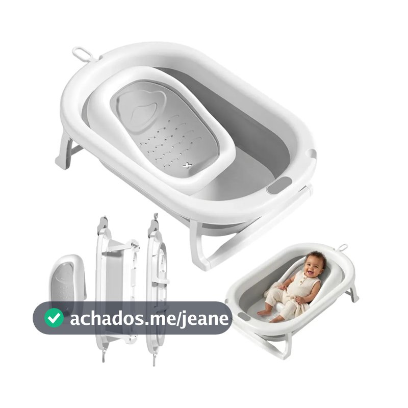 Banheira de Bebe Infantil Dobrável Portátil Enxoval Encosto Antiderrapante Pipdip