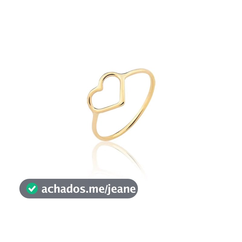 Anel Coração Vazado Dourado Banhado a Ouro 18K Semijoia Antialérgica