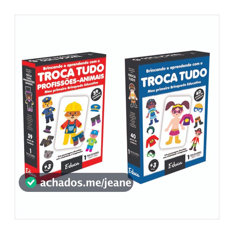 Kit 2 Brinquedos Educativos “Troca Tudo” – Menino e Menina, Profissões e Animais em MDF Pedagógico Infantil