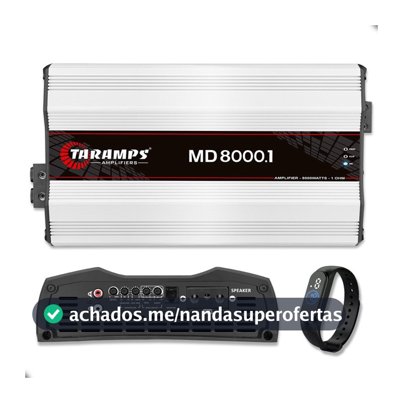 Modulo Taramps MD 8000 1 Canal 1 Ohms 8000WRMS Bass Boost Full Range Som Automotivo
