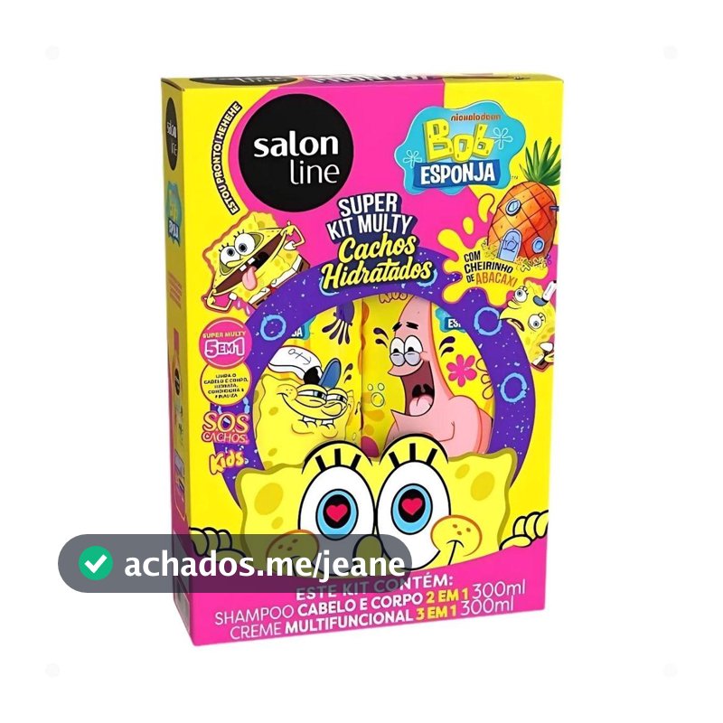 Kit Salon Line Kids Bob Esponja Super Kit Multy: Shampoo Cabelo e Corpo e Condicionador 300ml
