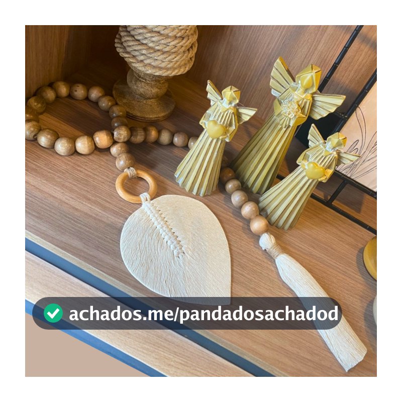 Colar de Mesa Decorativo Sala Quarto Madeira e Macrame Decoração Boho Rústico
