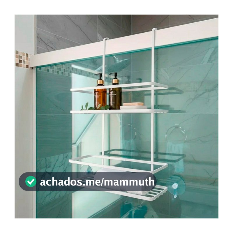 Suporte Shampoo Duplo P/ Pendurar No Box Vidro Banheiro Sabonete Encaixe Sem Furo