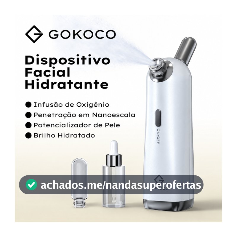 GOKOCO Pulverizador Nano Facial Portátil Névoa UItrafina Para Skincare e Maquiagem USB-C