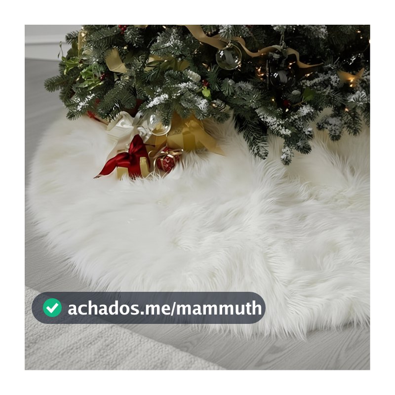 Saia Pequena P/ Arvore De Natal Pelúcia Pelo Alto 7cm Branca - 50cm