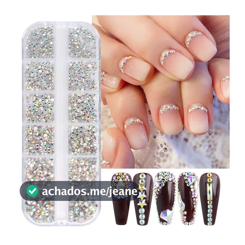 Strass e pedrarias preciosas para decoração de unhas nail artes em pedrinhas Furta cor.