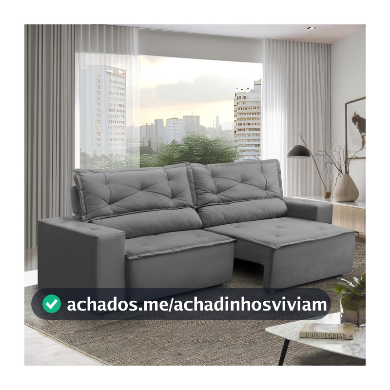 Sofá Retrátil e Reclinável 2 lugares com Molas 1,50m Livia Suede Adonai Estofados