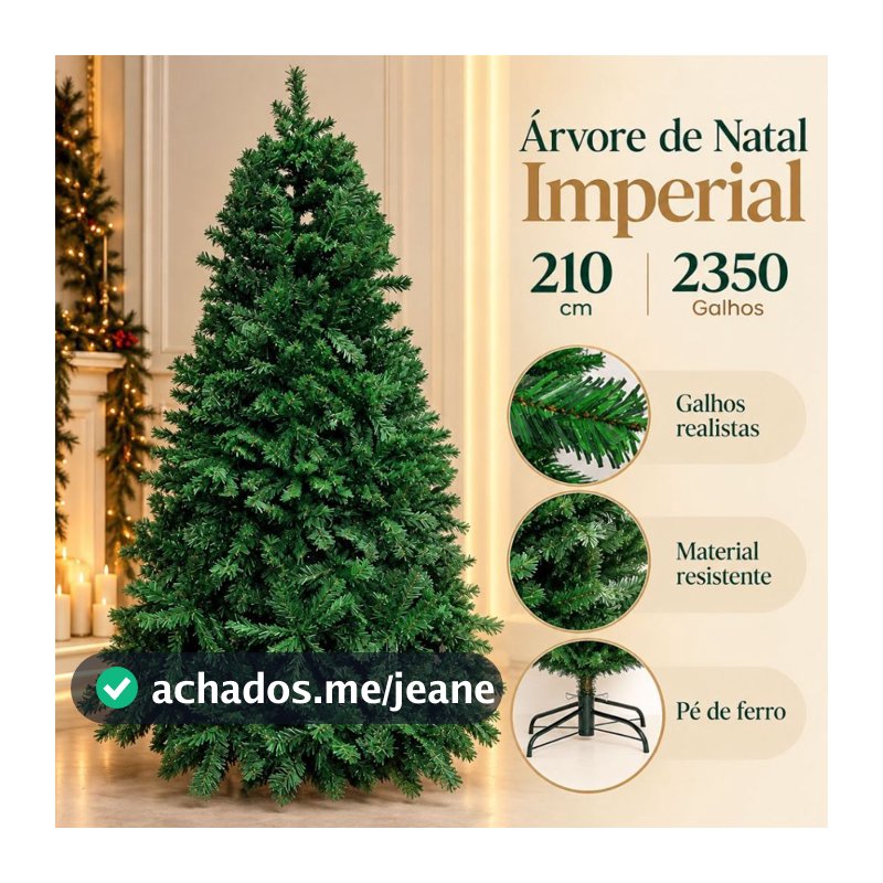Árvore de Natal Imperial 210cm com 2350 Galhos Pé de Ferro