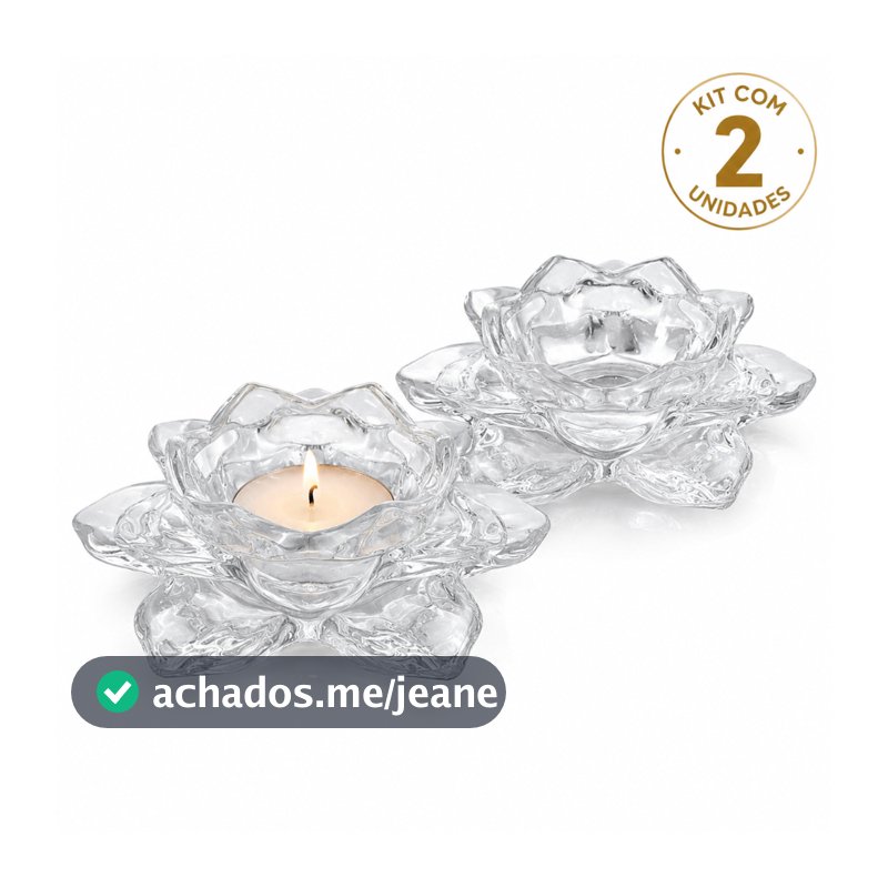 Kit 2 Porta Velas de Vidro Flor Transparente Castiçal Decorativo para Mesa Casamento Festa Sala Lavabo Presente Elegante