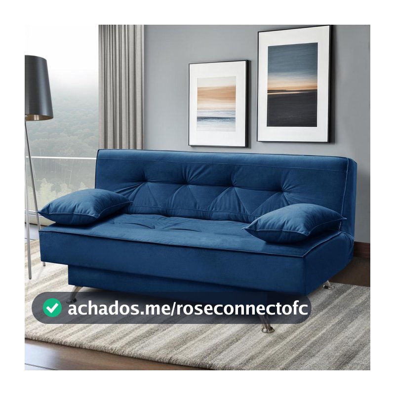 sofá cama 1,80m França Suede Azul Adonai Estofados