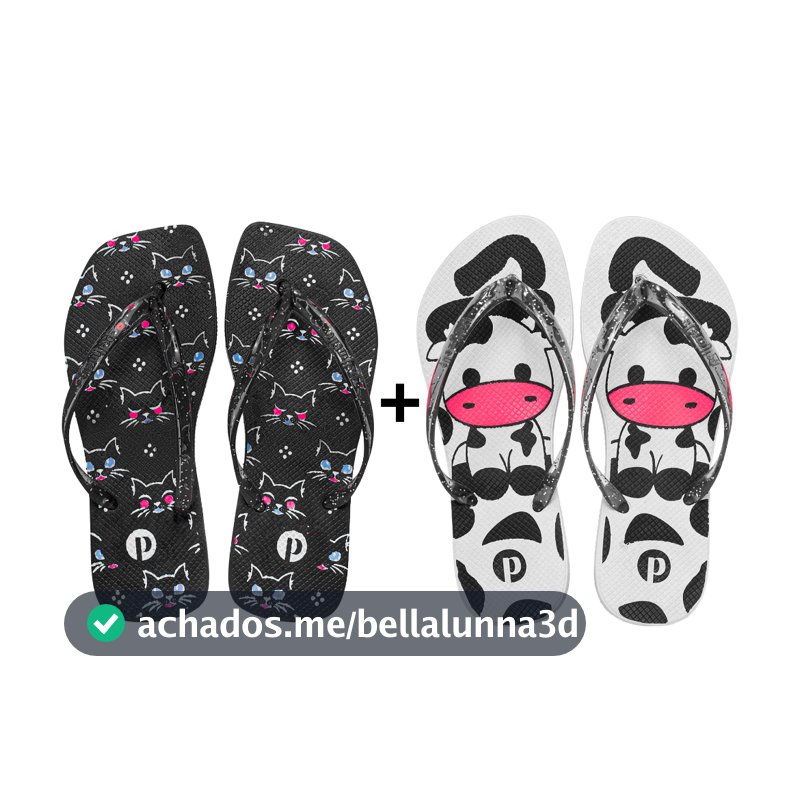 Combo Chinelo Feminino de Gatinho Confortável Leve