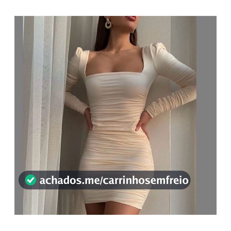 vestido feminino drapeado / com manga princesa / curto ( AGHATÁ ) 002