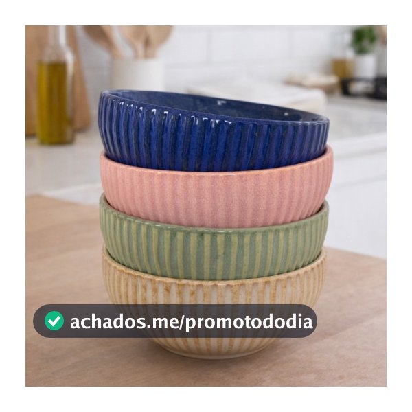 Tigela Bowl de Cerâmica Brilhante Canelado 350ml Sobremesa Frutas Porções