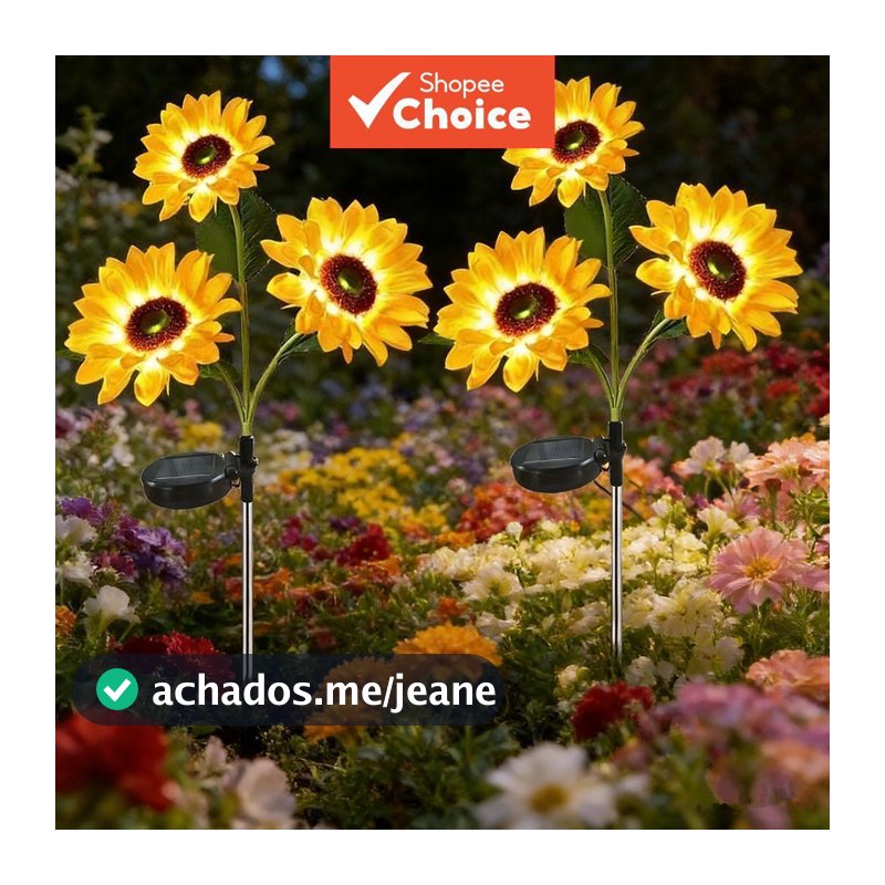Luz De Jardim De Girassol Movida A Energia Solar De Uma Peça , Lâmpada De Gramado De Inserção De Solo LED À Prova D'água