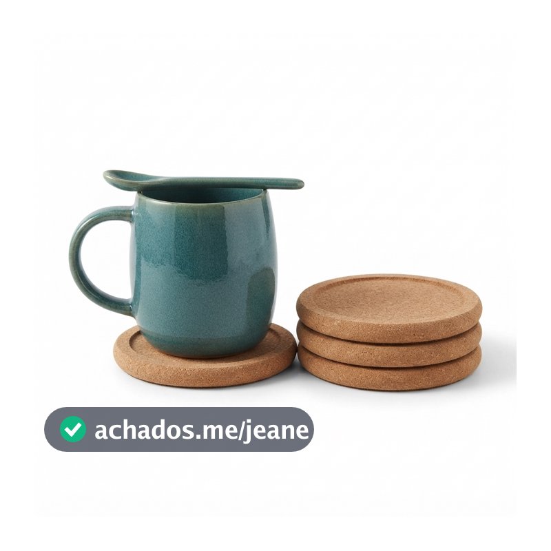 Conjunto 4 Porta Copos de Cortiça 10cm Wolff para Mesa Posta Proteção de Mesa Decoração Lar Bar Jantar e Receber Natural