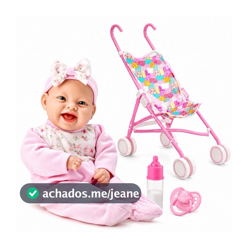 Boneca Com Chupeta Mamadeira Lola BabyRosa Menina Brinquedo Infantil Bebê Boneca Com Carrinho