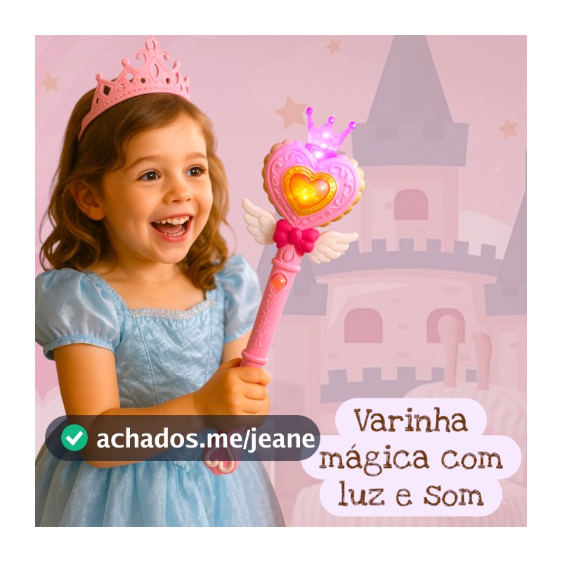 Varinha Mágica de Princesa com Música Infantil - Brinquedo com Luz e Som de Fada Meninas 3+ Anos