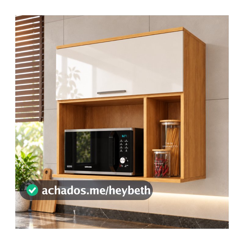 Suporte Para Microondas 32L Suspenso Com Nicho Organizador Luxo
