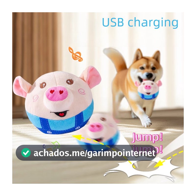 Brinquedo Porco Saltitante para Cachorros Mordedor com Som para Cães Pequenos Teddy e Bichon