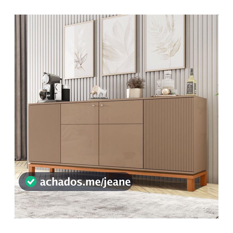 Buffet Aparador 4 Portas Balcão Cinza Jace Caemmun